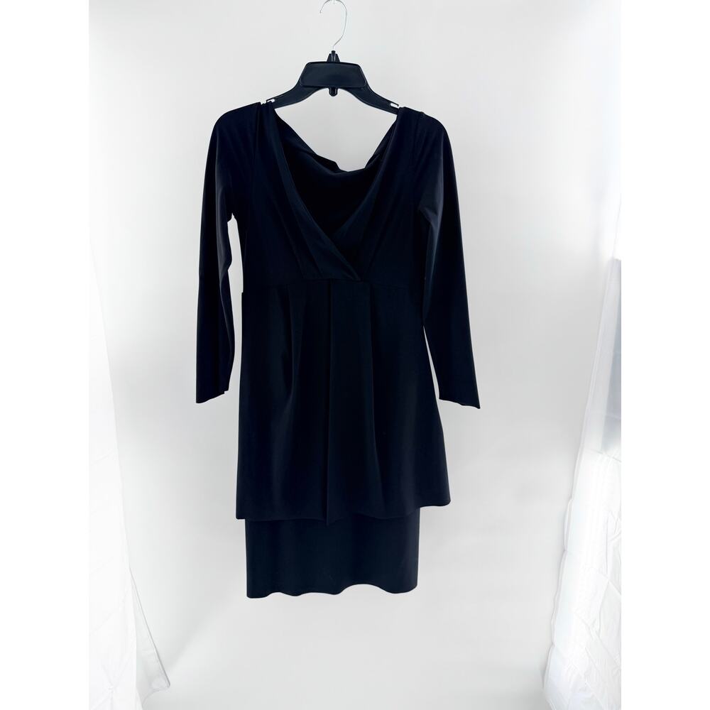 NWT La Petite Robe Di Chiara Boni Long Sleeve V-Neck Mini Dress Black Womens 46